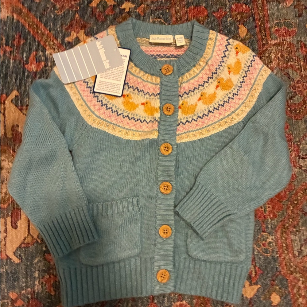 NWT 18-24 Months Jojo Maman Bebe Duck Fair Isle Cardigan